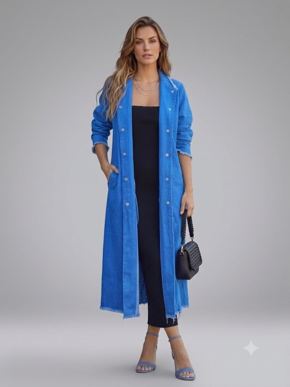 NWOT Zara Denim Trench Coat Duster Jacket Sz- M Western Country Cowgirl Indie